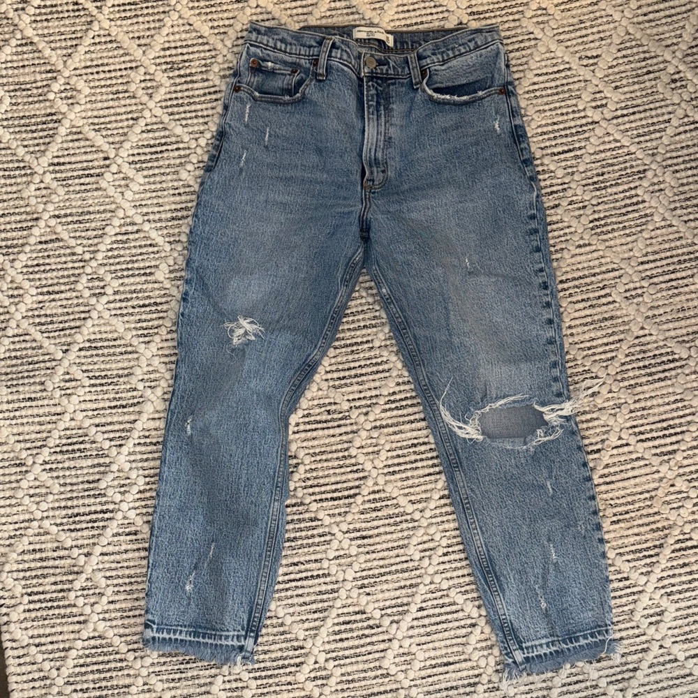Abercrombie distressed high rise mom Jeans